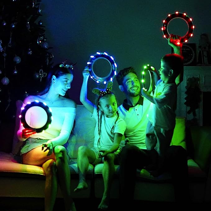TOSY Flying Ring - 12 LEDs, Super Bright, Lost Mode, Auto Light Up, Camping Essentials for Kids/Teens/Boy/Girl, Safe & Soft, Waterproof, Pool/Beach Games, Lightweight Toy (Red)