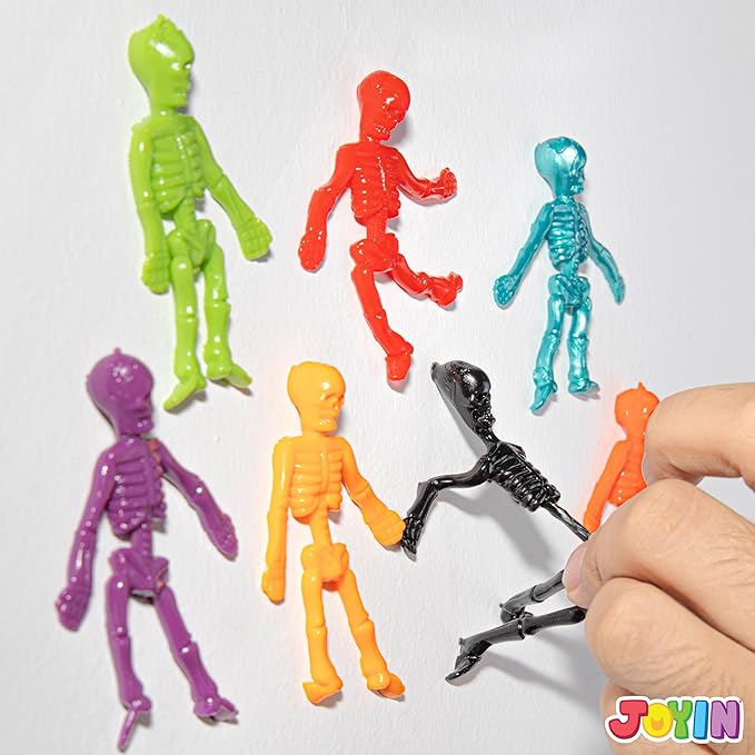 JOYIN 108 PCS Halloween Stretchy Skeletons, Halloween Sticky Hands Toys Bulk for Halloween Party Favors Decorations, Kids Student School Classroom Favors, Carnival Game Prizes, Goodie Bag Fillers
