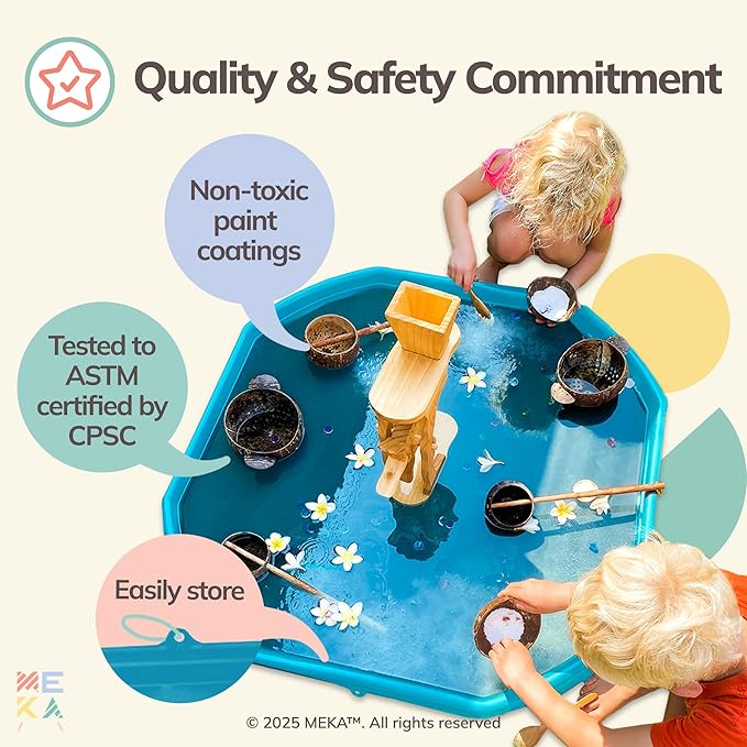 MEKA Tuff Tray for Sensory Play, Sensory Tray for Kids, Toddler Water Table, Tuff Spot Sensory Bin for Toddlers (Blue, Small (28" x 28"))