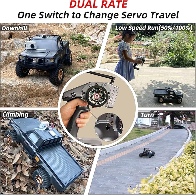 Radiolink RC6GS V3 7 Channels RC Transmitter and Waterproof Gyro Receiver R7FG, 30 Models Storage 2.4Ghz Voltage Telemetry Surface Remote Radio Controller for RC Crawler, Drifting, Car and Boat