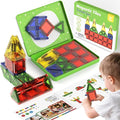 Magnetic Puzzle Travel Building Set, 26-Piece Mini Magnetic Blocks with Storage Tin Box, Preschool Learning Sensory Montessori Toy, Ideal Puzzle Birthday Gift for Boys and Girls Aged 3+