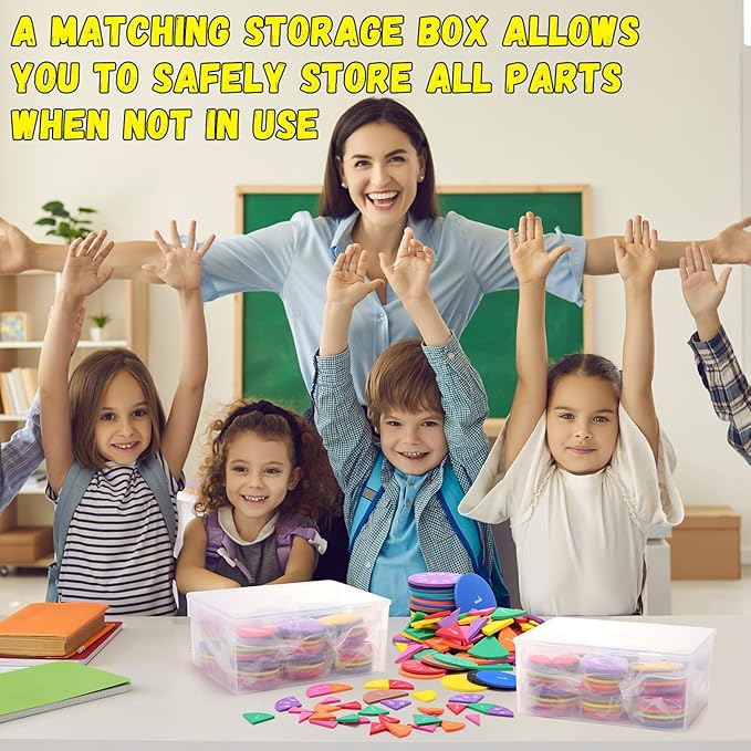 15 Sets Fraction Circles Fraction Manipulatives for Preschool Elementary School Educational Math Learning Manipulatives for Teacher Bulk with Storage Box