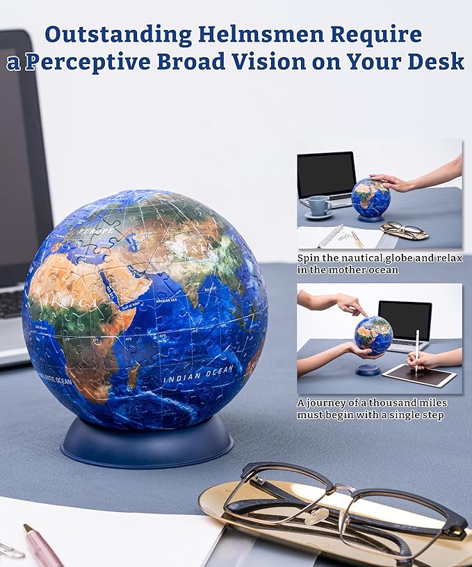 Pintoo Puzzles Pintoo 3-D Puzzle Globe Classic Small 6" Earth Globe Decor with 240 Curved Puzzle Pieces - Globes of The World for Unisex Adults, Explorers, Business, Home Decoration [A3751]