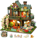 DIY Miniature House Kit with LED Lights, Fairy Garden Wooden Mini House Building Kit for Adults & Teens, Creative Crafts for Women, Friends & Hobbyists