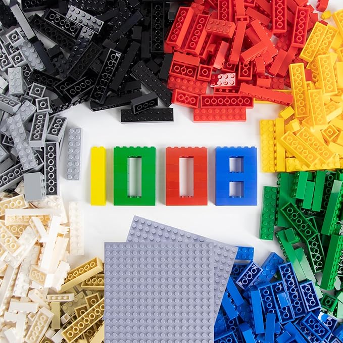 1008 Pieces Classic Building Blocks Bulk with 2 Baseplates, Building Bricks in 7 Size and 8 Color, Compatible with All Major Bricks, for Kids & MOC Lovers