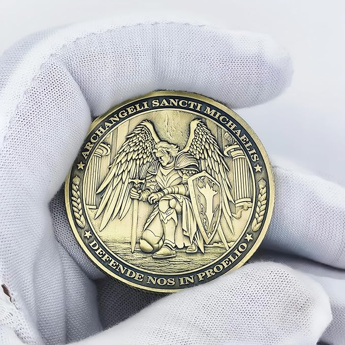 The Archangel Michael Challenge Coin Christian Coin Bible Verse Angel Coin As Catholic Gifts (Pack of 3)