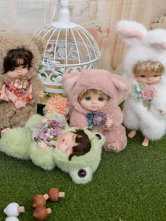 Reborn Baby Doll 10 Inch – Realistic Vinyl Girl with Green Eyes in Pink Fox Outfit – Collectible Comfort Gift for Girls