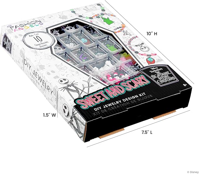 Fashion Angels Disney Tim Burton's The Nightmare Before Christmas Sweet & Scary Jewelry Kit, Includes 800+ Beads, Trendy DIY Jewelry Kit for Tweens & Teens