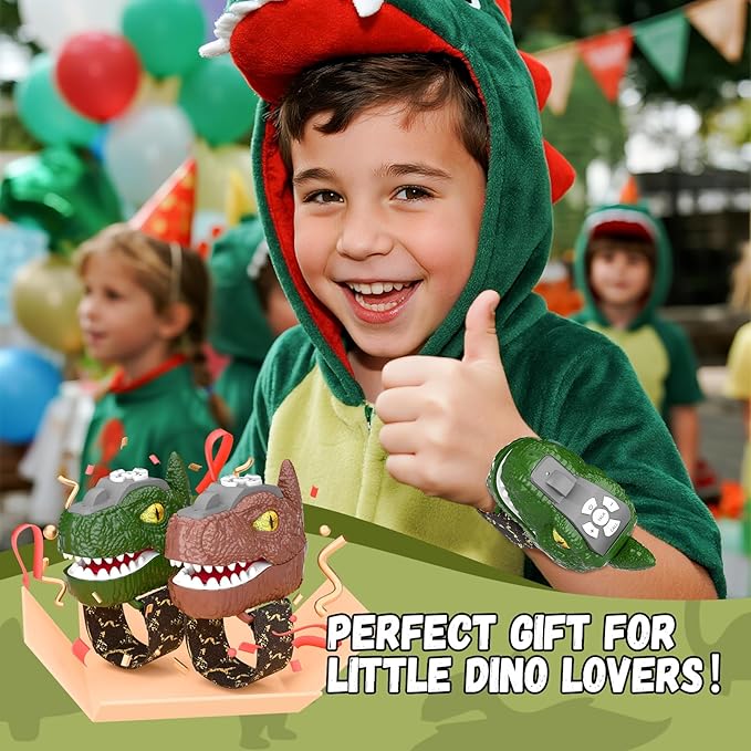 Dinosaur Walkie Talkies for Kids 2 Pack, 2 Way Radio Long Range Walkie Talkie for Age 3-12 Years Old, Kids Walkie Talkies Toys for Outdoor Adventure, Halloween, Christmas Birthday Gifts for Boys Girls