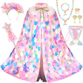 Princess Dress Up Toys Princess Dress Up Clothes Rainbow Mermaid Cape Kit 9 Pcs Gift Set for Little Girls 3-8 Years