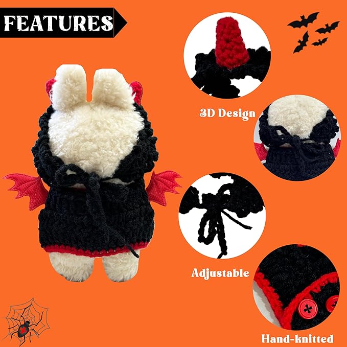 Halloween Clothes for 17cm Doll Outfits, Hat Dress Set for 17cm Dolls, Stylish Adorable Halloween Clothes Accessories (No Doll)