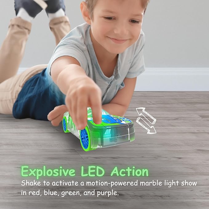 Fire Chief Car, LED Light Up Pull Back Emergency Car, Toy Vehicle for Kids 3 and Up