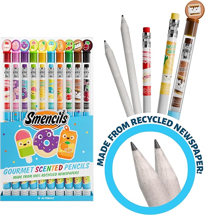 Graphite Smencils (2 Pack) - HB #2 Patented Gourmet Scented Pencils, 10 Count, Gifts for Kids, School Supplies