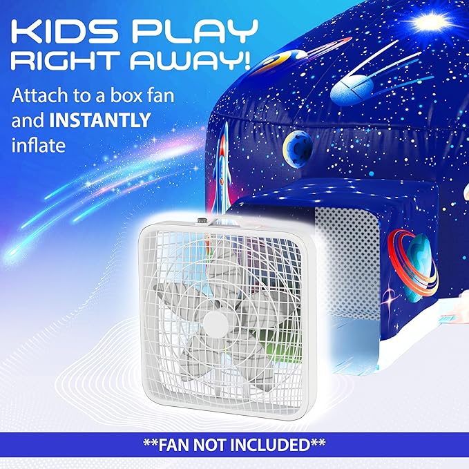 W&O Galactic Aerodome with LED Lights - Inflatable Space Fort for Kids Aged 3-12, Inflates in Seconds Creating an Immersive Galactic Experience (Fan Not Included)