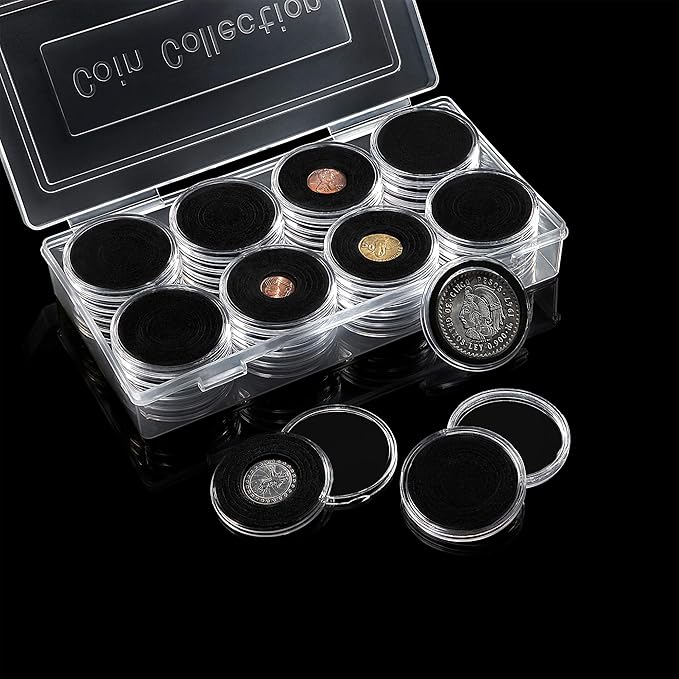 FRIMOONY 46mm Coin Capsules, with Foam Gasket and Plastic Storage Box, for Coin Collection, 2 Packs