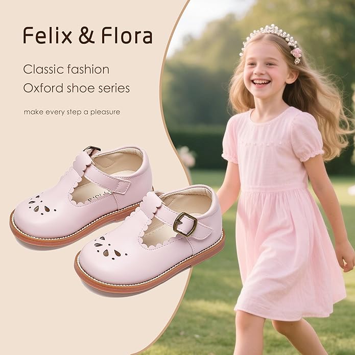 Felix & Flora Toddler Little Girl Mary Jane Dress Shoes - Ballet Flats for Girl Party School Shoes