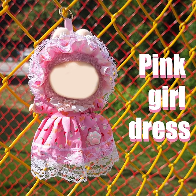17cm Doll Clothes Set, Cute Girls Doll Outfits Set , 3 PCS Pink Cat Paw Princess Dress Outfits Exquisite Accessories