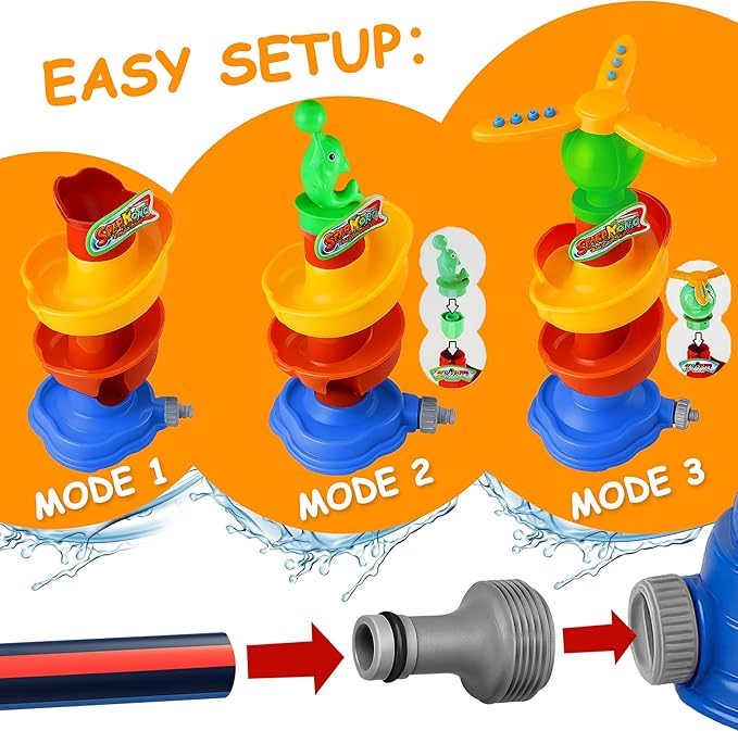 Water Rocket Sprinkler for Kids, Outdoor Sprinkler Rocket Launcher Toy for Backyard, Summer Water Toys for Kids Ages 3-12, Fun Water Powered Rocket Toy (3-in-1-ball)