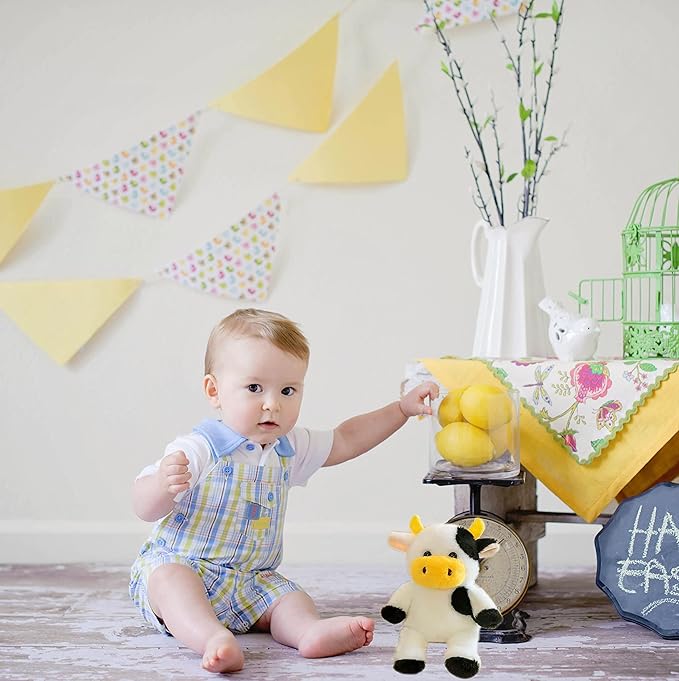 Cow Stuffed Animal Cow Plush Toy 9 inch Gift for Girls Boys Christmas (Yellow bizi Cow)
