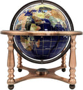 Limited Edition! Unique Art Since 1996 Blue Lapis Table Top Gemstone World Globe with 4 Leg Copper Plated Zinc Alloy Stand (220MM/BLUE OCEAN/4LEG COPPER)