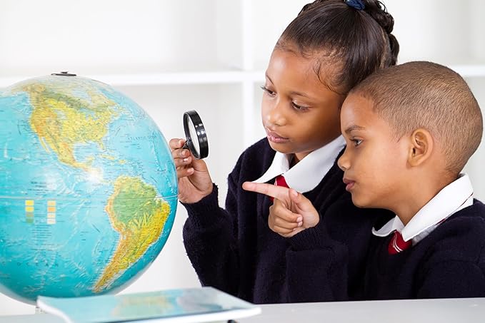 Replogle Illuminated World Globe with Stand, 12 Inch diamteter light up globe with 3-D Raised Relief Texture. Perfect for Children And Kid's Classroom and home Decor, Made In USA