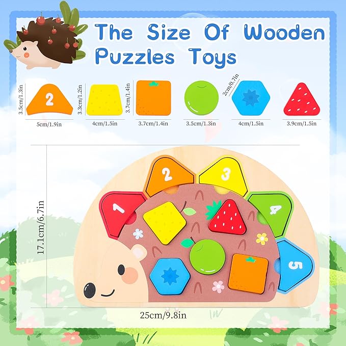 Montessori Toddler Puzzle Toys Shape Sorter Puzzle for 3-5Year Old Boys and Girls Educational Toy with Numbers and Colors