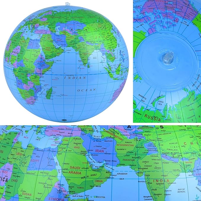 Coopay 12 Pack Inflatable Globe PVC World Globe Inflatable Earth Beach Ball Swimming Pool Ball Birthday Beach Party Decoration Summer Water Games Gifts for Beach Playing or Teaching