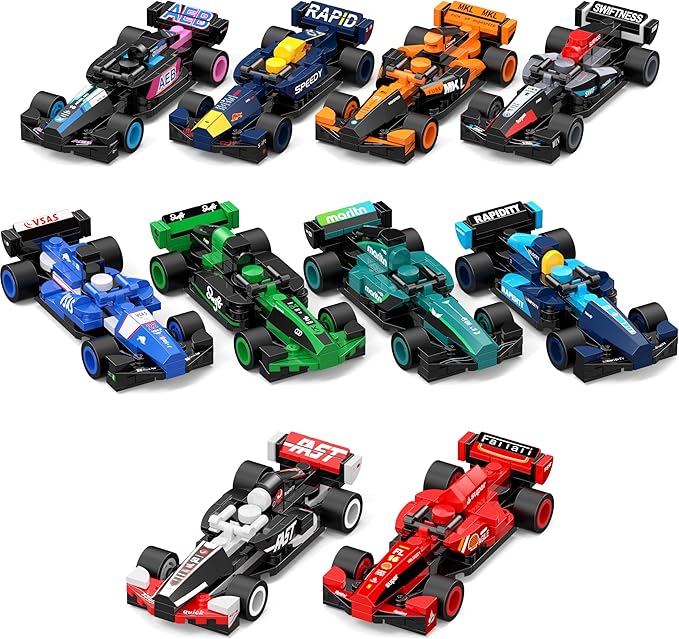 zinat STEM Building Toys Set for Kids Ages 6+, 732Pcs 10-in-1 Racing Car Building Blocks, DIY Assembly Cars Toy Gift for Boys, Girls, Birthday, Christmas
