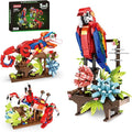 Animal Flowers Building Set for Kids 6+, 3 in 1 Transforms to 3 Different Animal Figures - from Colorful Parrot, to Lifelike Chameleon, to Cute Crab- Perfect for Home Decor & Creative Gifts（538 PCS）