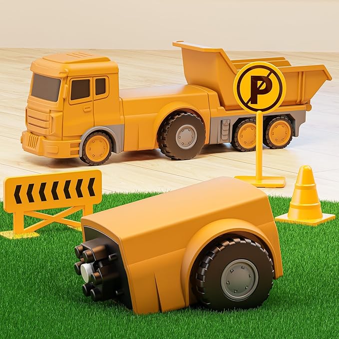 Transforming Robot Toys Set for Boys, 6 in 1 Magnetic Construction Trucks Transform Robot Play Vehicles with Storage Box (Construction Toys)