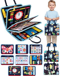 Montessori Busy Board for Toddlers Ages 1-4, Busy Book with 8 Pages Educational Sensory Activities, Learning Toy for Fine Motor Skills, Travel Toy for Airplane or Car, Birthday Gift for Boys & Girls