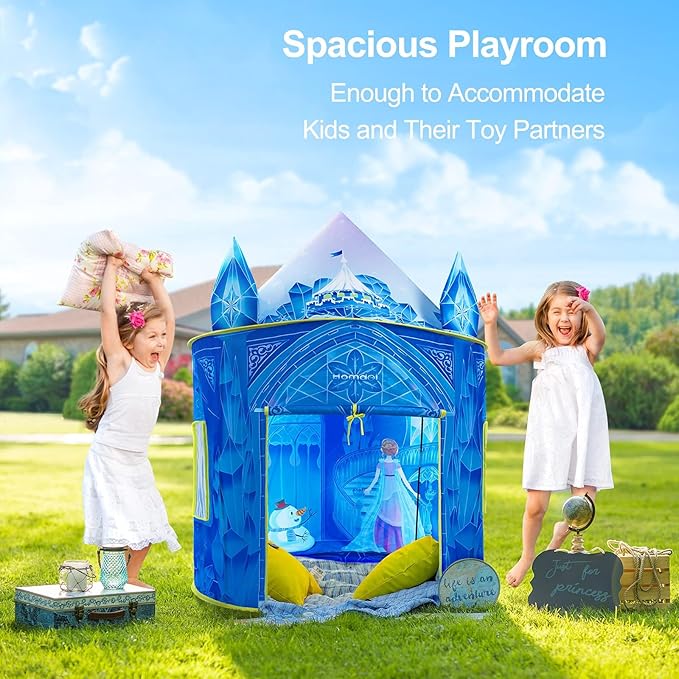 Princess Play Tent, Frozen Toy for Girls, Ice Castle Kids Tent Indoor and Outdoor, Large Imaginative Playhouse with Carrying Bag for 1 2 3 4 5 6 7 8 9 Years Old Girls, Christmas & Birthday Gift