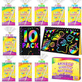 Party Favors for Kids 4-8-12: 10 Pack Scratch Rainbow Art Crafts Notebook, Coloring Book Goodie Bags Stuffers Kit, Bulk Birthday Gift Classroom Prizes Girl Boy Toddler