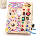 Toddler Busy Board,Montessori Toys for 1-3 Years Old,Baby Sensory Board,Wooden Learning Toys,Christmas & Birthday Gift for Boys & Girls (Unicorn Busy Board v2)