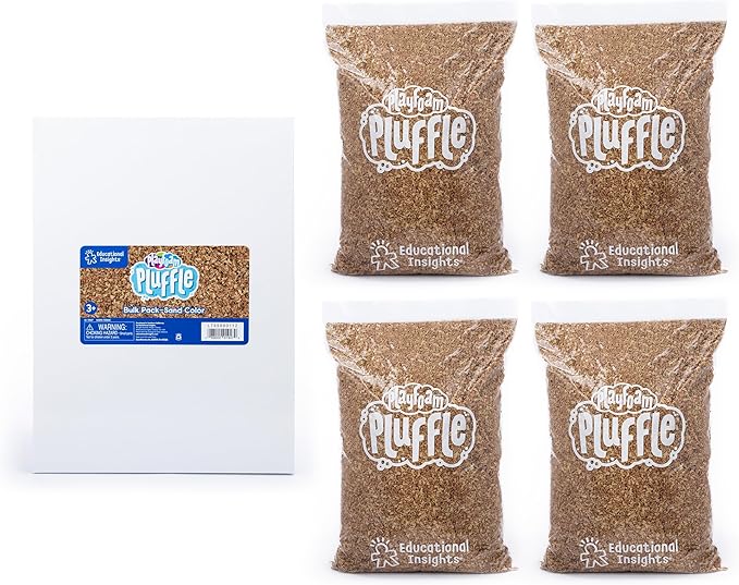 Educational Insights Pluffle® Sand Bulk Pack - Sensory Bin Foam Set, No Mess Alternative to Sand Toys & Slime for Toddlers at Home or in The Classroom, Fun Sensory Table Filler, Gift for Kids Ages 3+