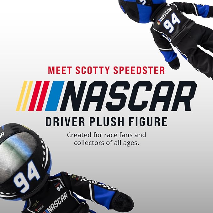 Playtime by Eimmie NASCAR-Themed Soft Baby Doll, 14-Inch Plush Racing Rag Doll for Kids, Scotty Speedster Plush Figure, Fabric Stuffed Toy for All Ages