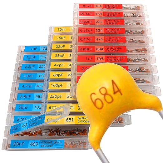 EEEEE 30 Value 900 pcs Multilayer Monolithic Ceramic Capacitor Assortment kit 10pf－10uF Individual Box Lid pf nf uf (900 pcs)