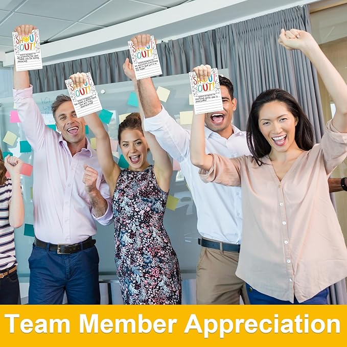 50Pcs Shout Out Card, Appreciation Cards for Teachers Students Employees Office Staff, Kudos Cards Team Classroom Good Behavior Incentive, Motivational Card for School or Workplace (Smiley Face)