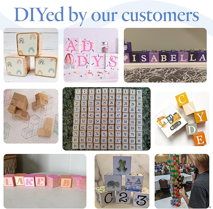 DIY Wooden Cubes 3/4-inch, Pack of 250 Small Blank Wooden Blocks, Unfinished Wood Blocks for Crafts, STEM, Dice, and Building Blocks for Stacking, by Woodpeckers