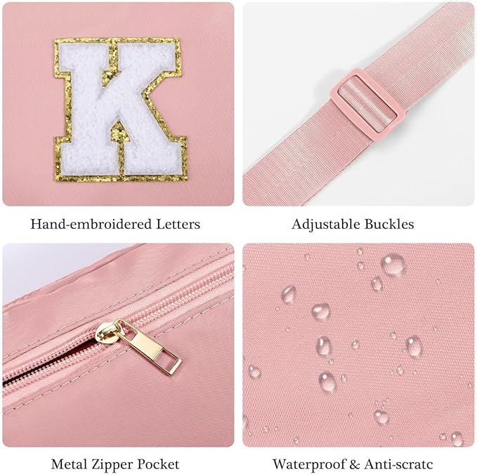 YOOLIFE Customized Gifts for Women - Personalized Birthday Gift for Mom, Mom Gifts From Daughter, Mother In Law Gifts, Mama Gift Idea, Pink Initial Crossbody Bag Belt Bag H
