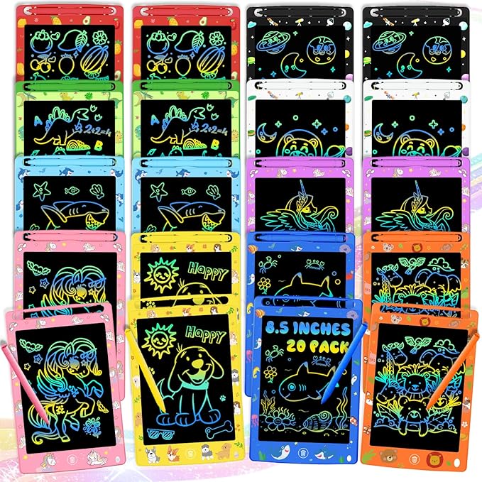 20 Pack LCD Writing Tablet for Kids, 8.5 Inch Colorful Doodle Board Drawing Pad, Educational Learning Travel Toys Birthday Gifts for Boys Girls Age 3 4 5 6 7 8
