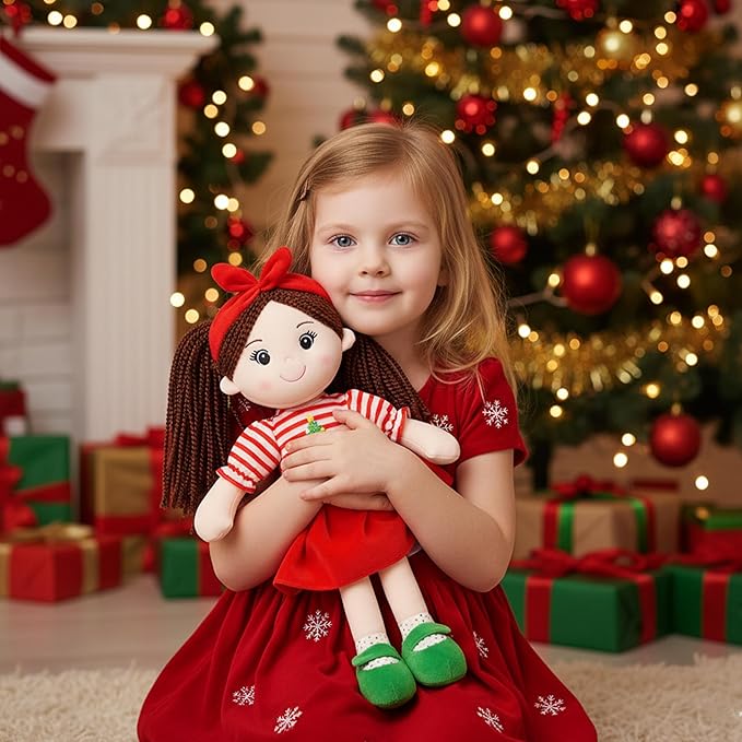 June Garden 18" Snuggle Cuties Nora - Soft Cuddly Plush Doll Gift for Girls - Huggable Rag Doll - Christmas L