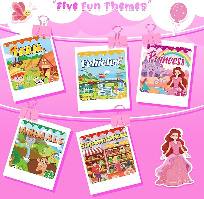 Sticker Books for Toddlers 2-4 Years, 5 Sets Reusable Sticker Books for Toddlers 1-3, Jelly Toddler Stickers Travel Toys for Ages 2+ Kids Boys Girls Halloween Birthday Christmas