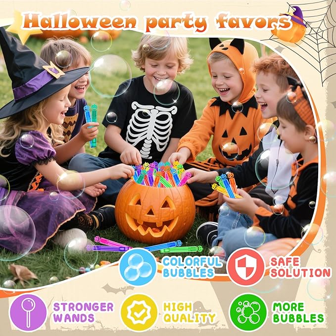 500 Piece Halloween Party Favor Bubbles, Halloween Bubble Wands Bulk for Kids Party Favor Supplies, Trick or Treat Goodie Bags, School Classroom Game Rewards, Halloween Miniatures