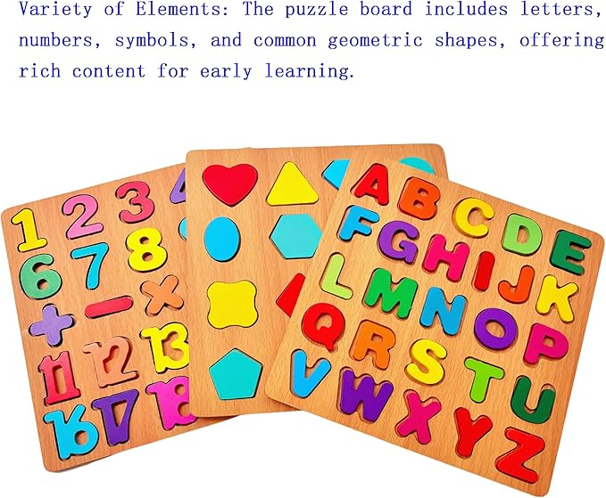 2PCS Wooden Number & Shape Puzzles for Toddlers – Educational Learning Toy (Choose from 3 Combinations) (Number & Shape)