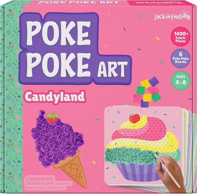jackinthebox Poke Poke Art for Kids - Candyland Theme, Mess-Free Fabric Art and Craft, Flower Pressing Kits, Gift for Kids, Girl Gifts, DIY Activity Boy Gift, Toys for Girls and Boys Ages 4 5 6 7 8