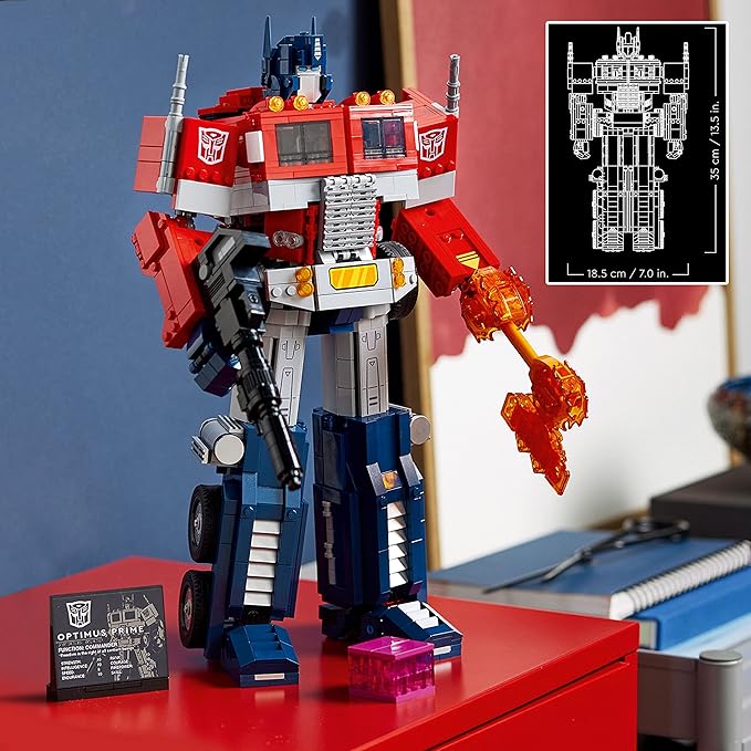 LEGO Icons Optimus Prime 10302 Transformers Figure Set, Collectible Transforming 2-in-1 Robot and Truck Model Building Kit for Adults, Perfect for Display or Play