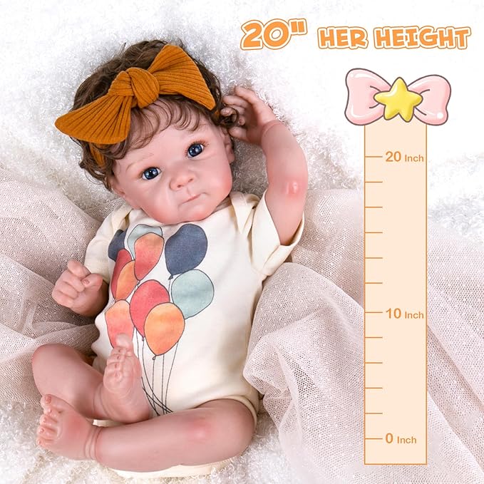 Aori Lifelike Reborn Baby Dolls - Realistic Baby Doll 20 inches Real Life Newborn Girl Doll, Coming with Gift Box Set for Girls Kids 3+