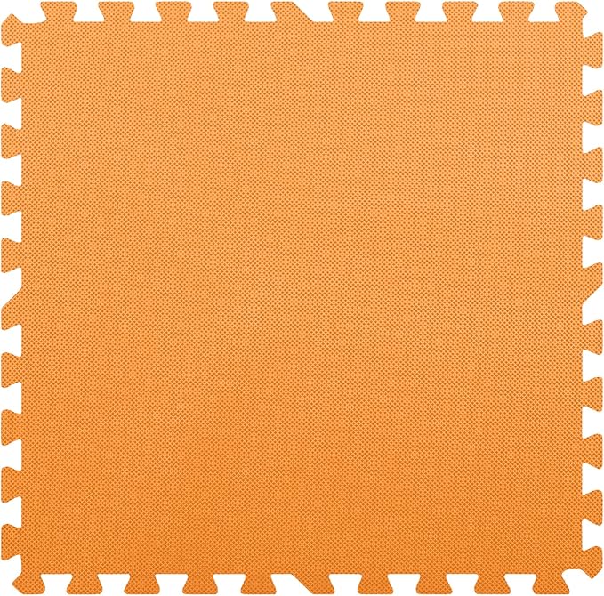FlooringInc's 1/2" Soft Non-Toxic Baby Play Mat, Toddler Playmat, Colorful Puzzle PlayMat, Floor Mats for Kids & Babies, EVA Foam Interlocking Tiles for Nursery & Playroom | Orange, 12 Tiles, 48 Sq/Ft