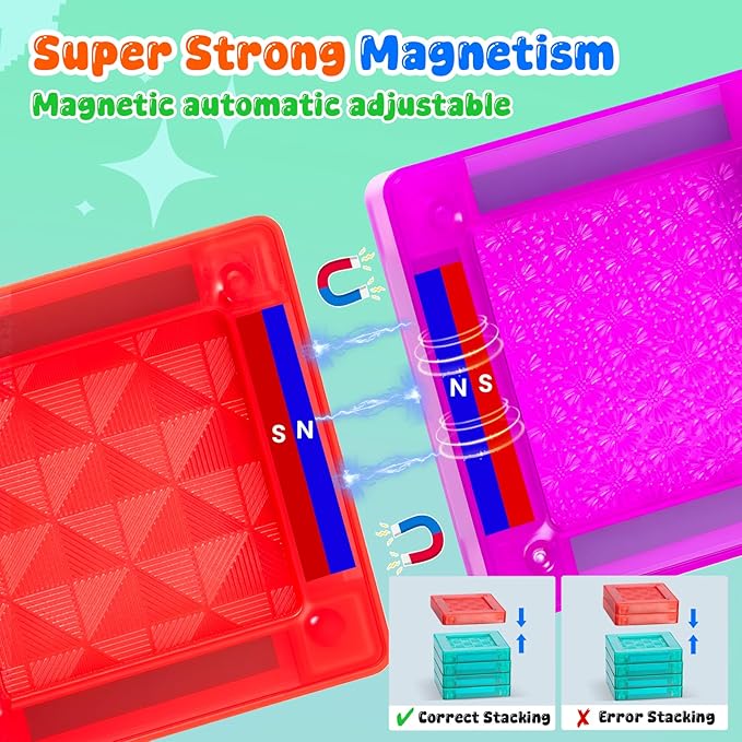 Mini Magnetic Tiles with Iron Case, 60 Pcs Travel Magnetic Toys Set, Magnet Building Block Set, Magnatiles for Toddlers 1-3, Travel Toys for Kids Ages 3+, Gifts for Boys & Girls Birthday Christmas
